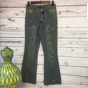 A.Z.I. Crystal Bead Embellished Flare Jean Size 27